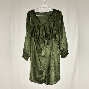 NWT BloomChic Olive Green Satin Top
